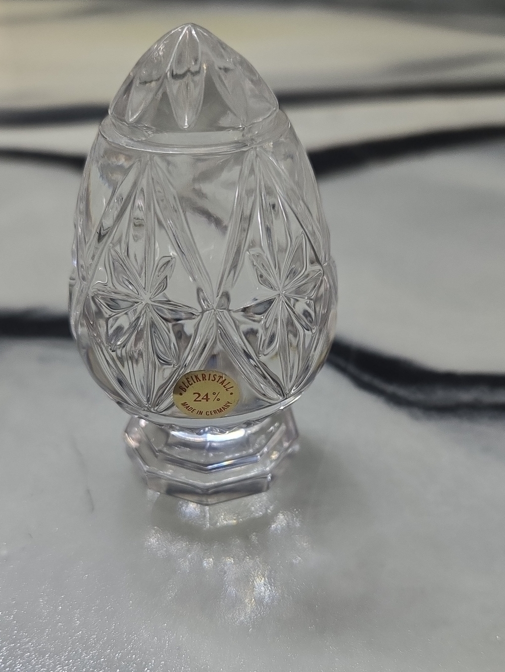 Vintage Bleikristall 24% Lead Crystal Footed Egg Paperweight